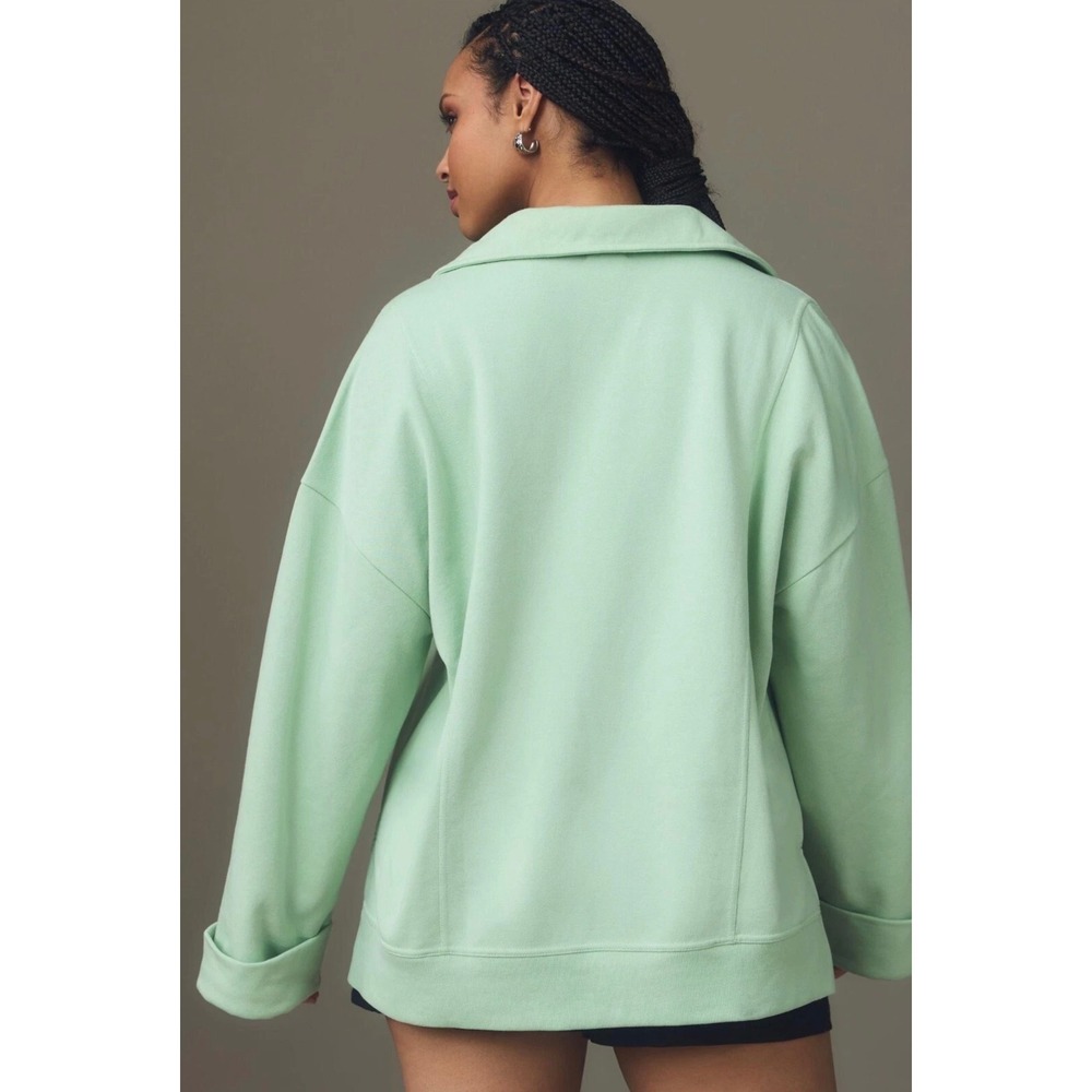 Pilcro Anthropologie Johnny Collar Pullover Sweatshirt‎ XS Light Green Womens - Picture 2 of 11